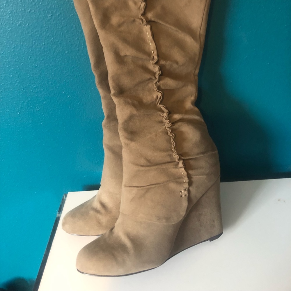 Suede knee length boots